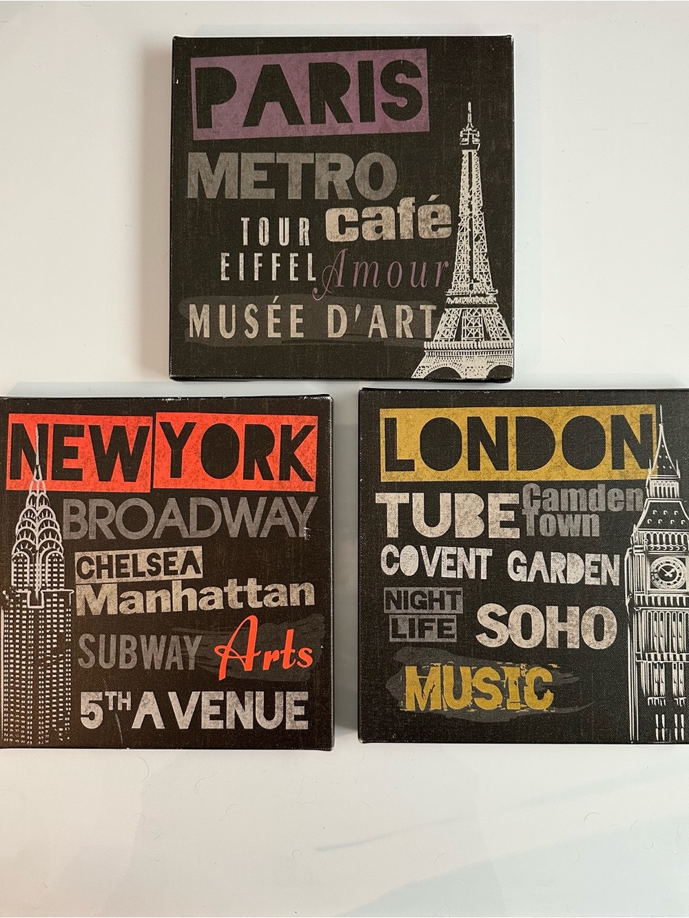 Wall Art Pictures Canvas 3 IKEA Pjatteryd New York London Paris Prints Square